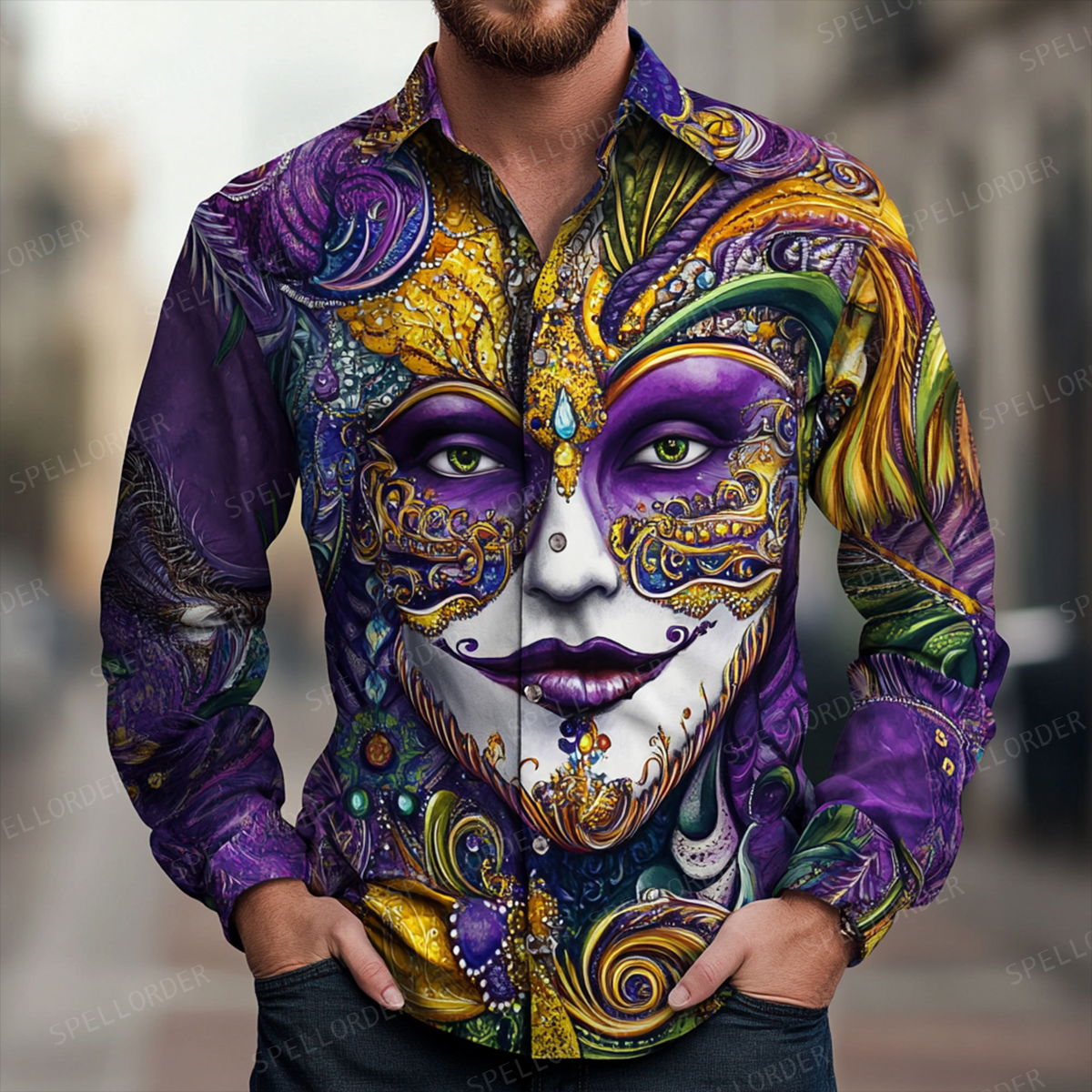 Men Elegance Luxurious Mardi Gras Shirt 