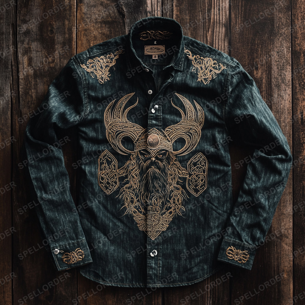 High end comfortable Retro Water-washed viking style leisure vacation long sleeve shirt