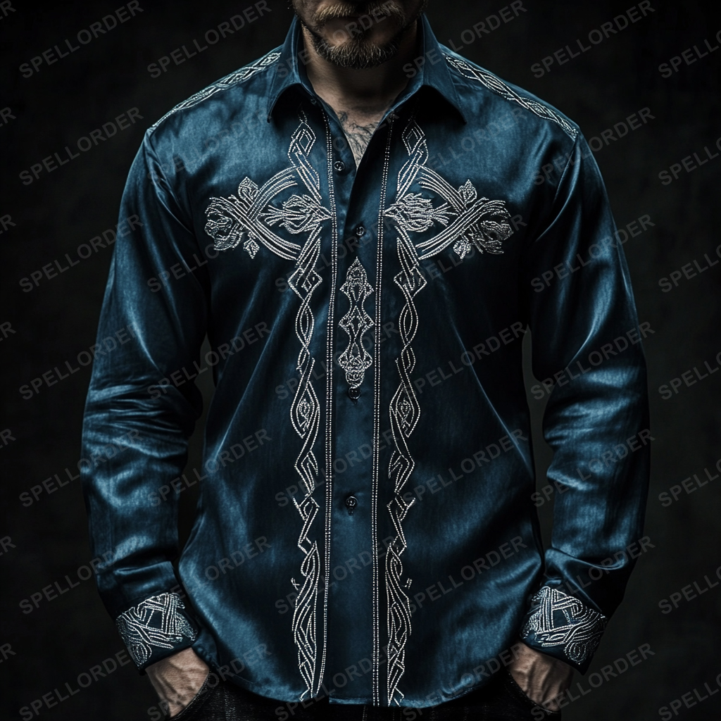 Luxury classic viking style outdoor vacation business casual long sleeve shirt