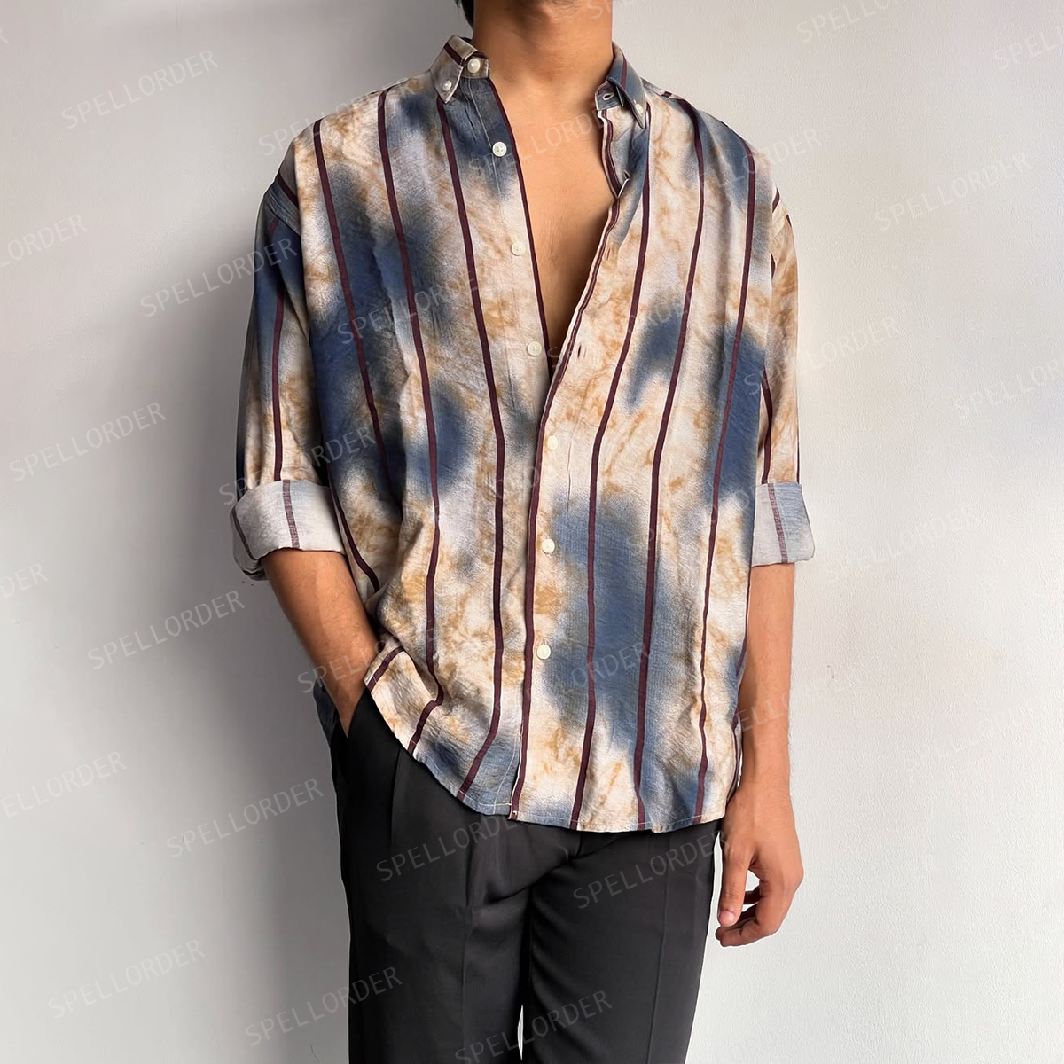Classic aesthetic design men casual vacation cotton shirt
