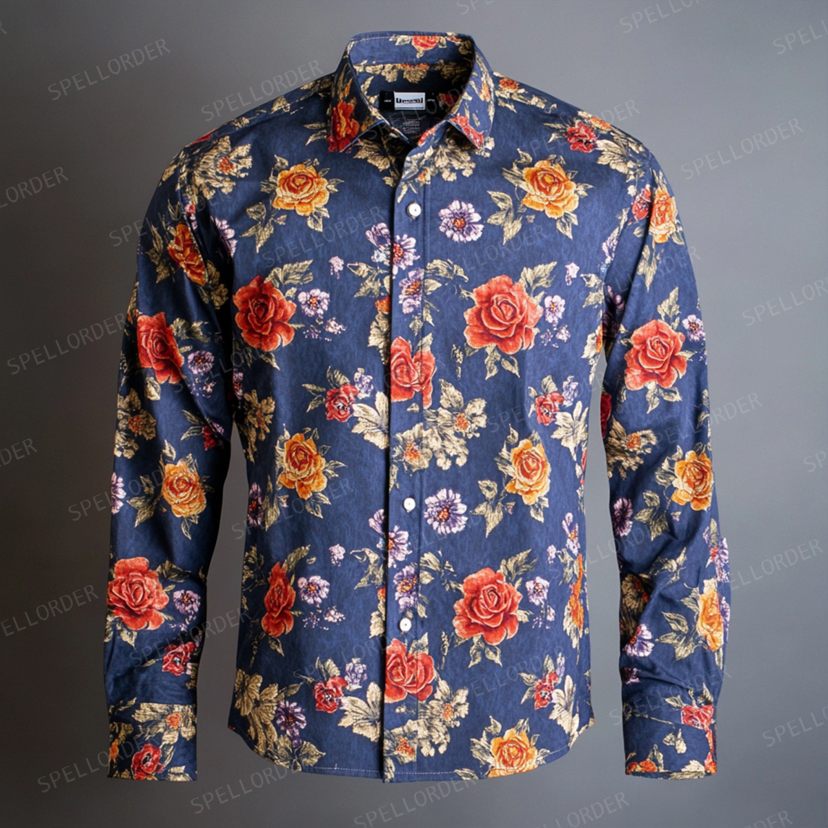 Spring Fashion Business Casual Floral Pattern Resort Shirt