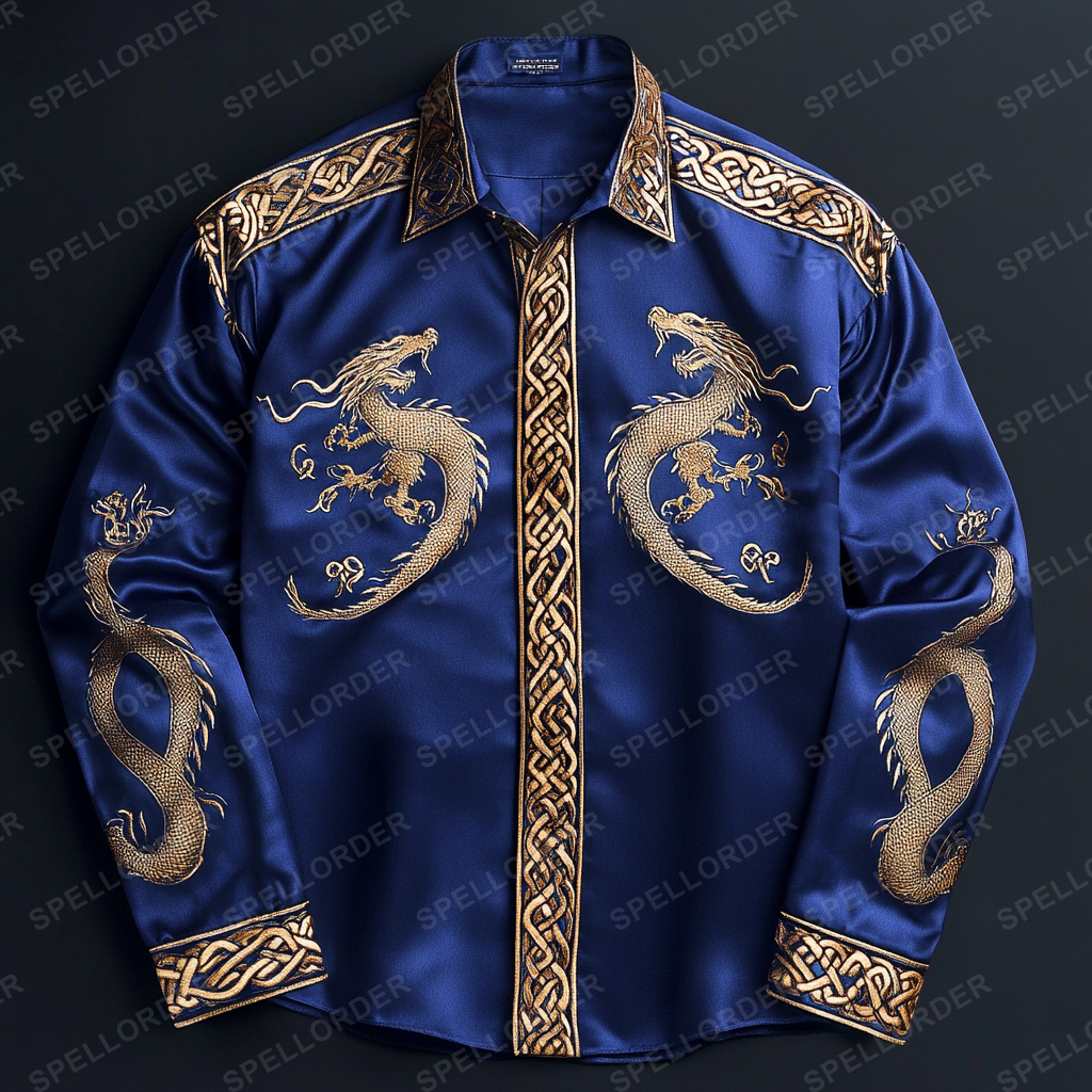 Luxury classic viking style outdoor vacation business casual long sleeve shirt