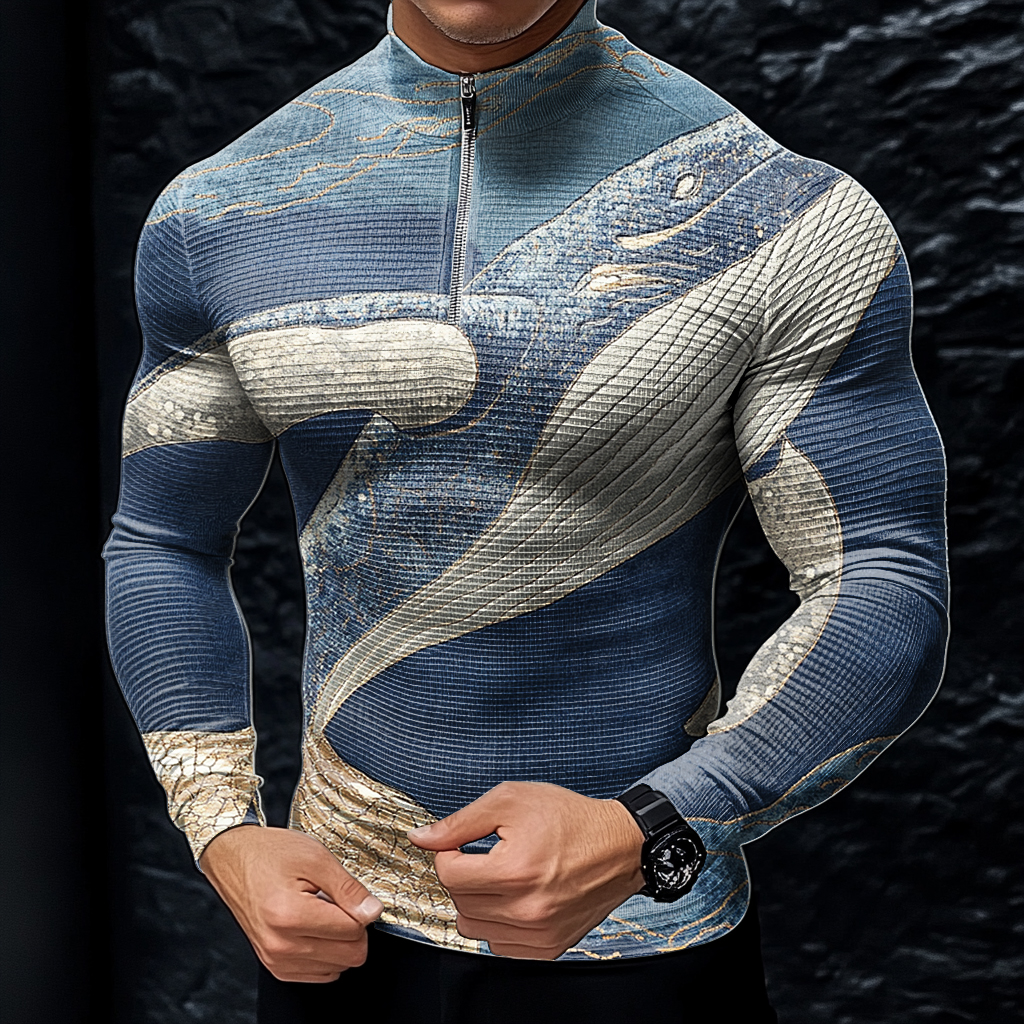 Perfect fashion comfort slim-fit top  high-neck half-zip jacket sweatshirt outdoor daily sports  waffle polo pullover shirt 