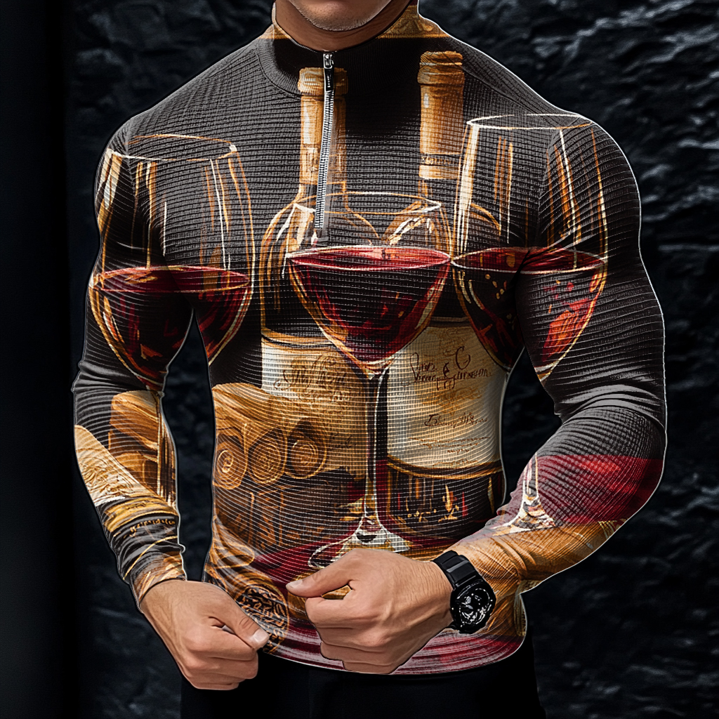 Perfect fashion comfort slim-fit top  high-neck half-zip jacket sweatshirt outdoor daily sports  waffle polo pullover shirt 