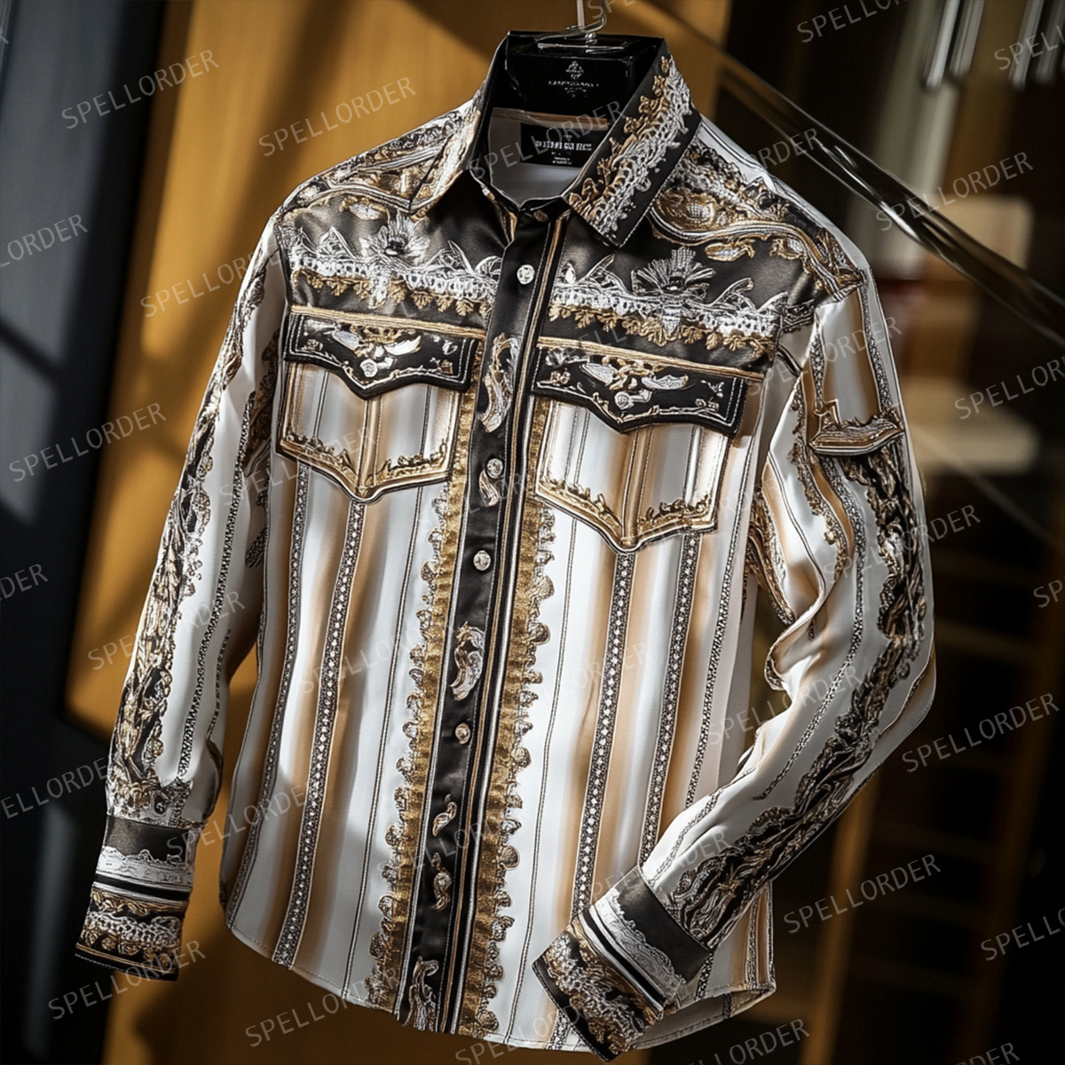 Western luxury exclusive design classic business vacation casual long sleeves shirt