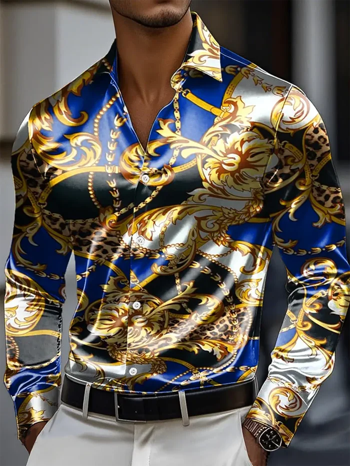 Men's Satin Luxe Long Sleeve Button Down Shirt