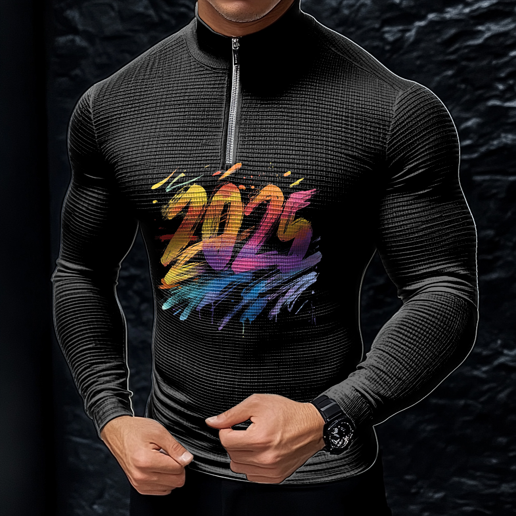 Perfect fashion comfort slim-fit top  high-neck half-zip jacket sweatshirt outdoor daily sports  waffle polo pullover shirt 