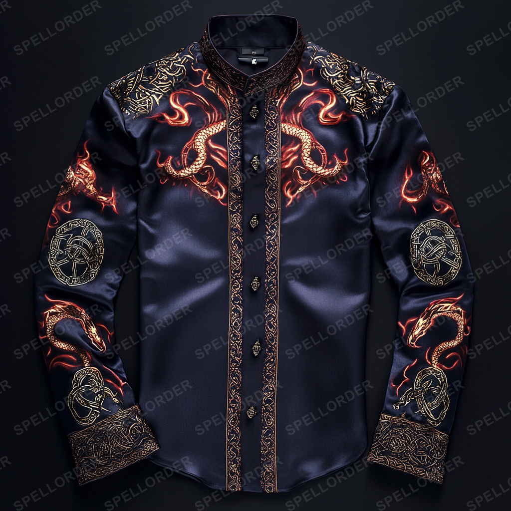 Luxury classic viking style outdoor vacation business casual long sleeve shirt