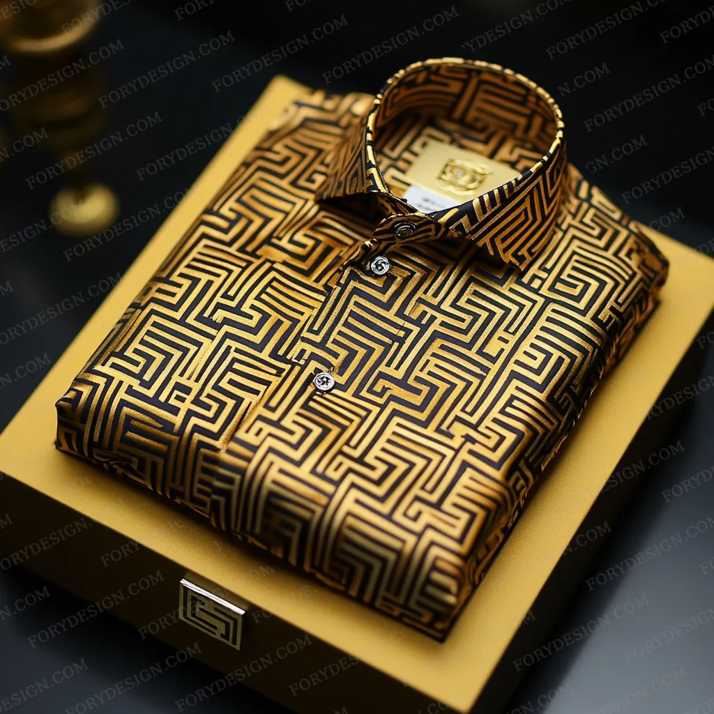 High Elasticity Soft Unique Men's Satin Luxe Print Short Sleeve Button Shirt