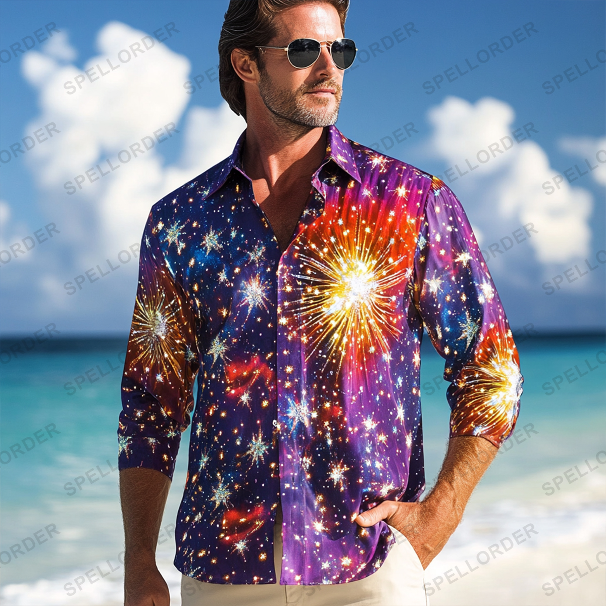 Men's Button Up Cotton Long Sleeve Shirt