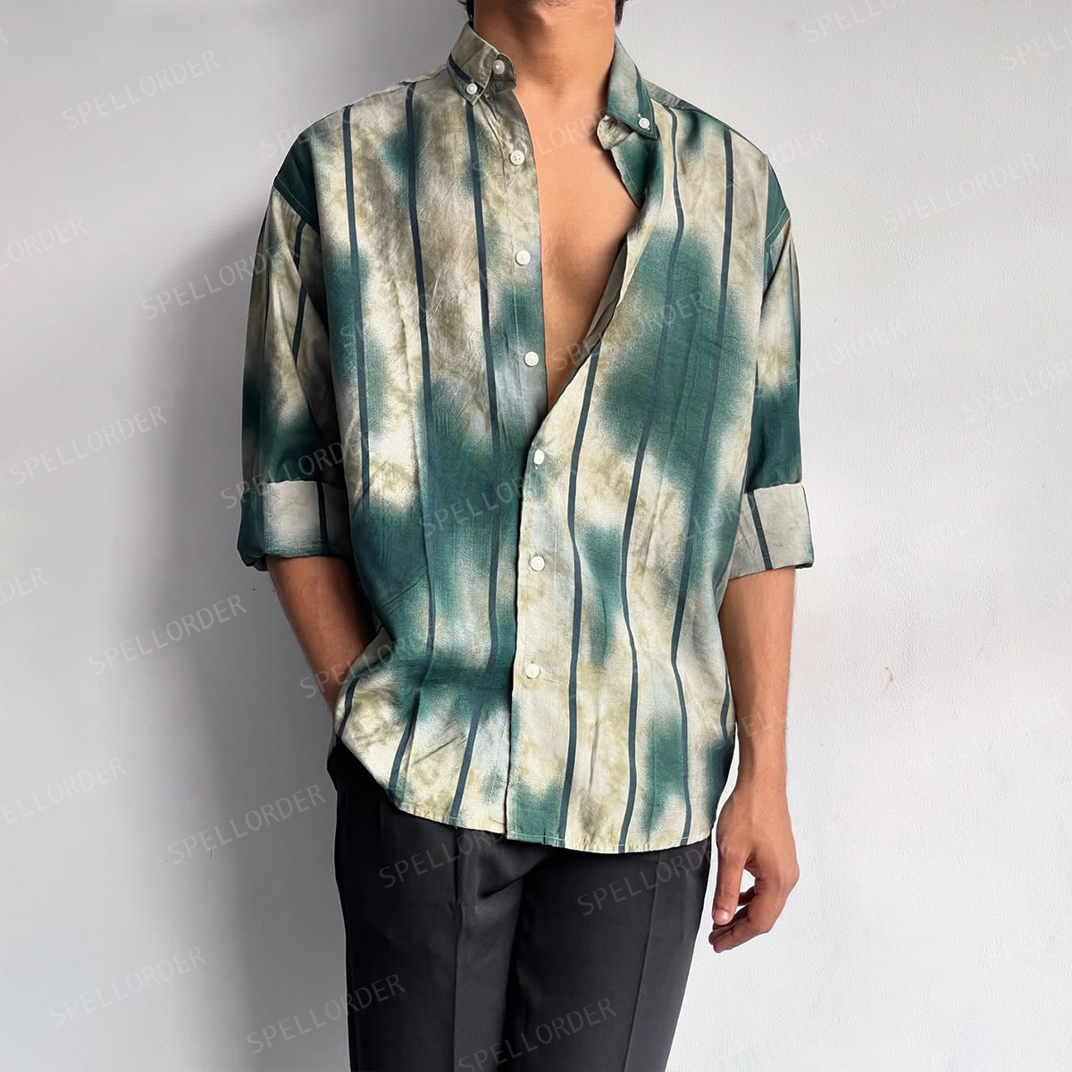 Classic aesthetic design men casual vacation cotton shirt