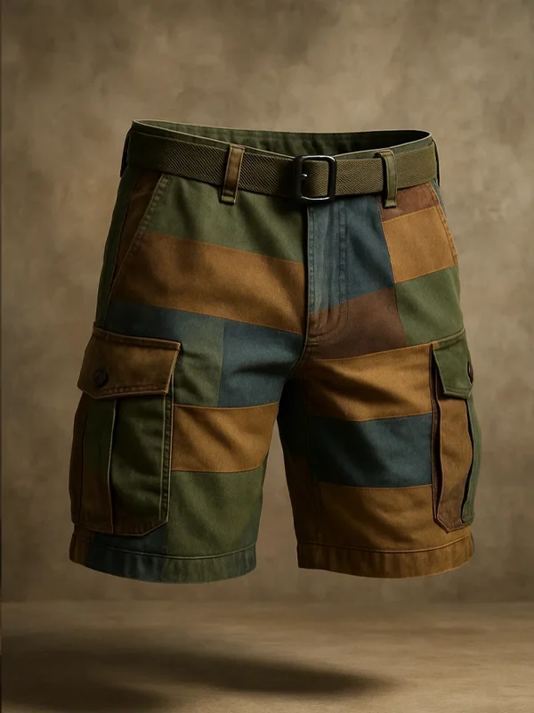 Men's Retro Outdoor American western style Multi-Purpose Cargo Shorts