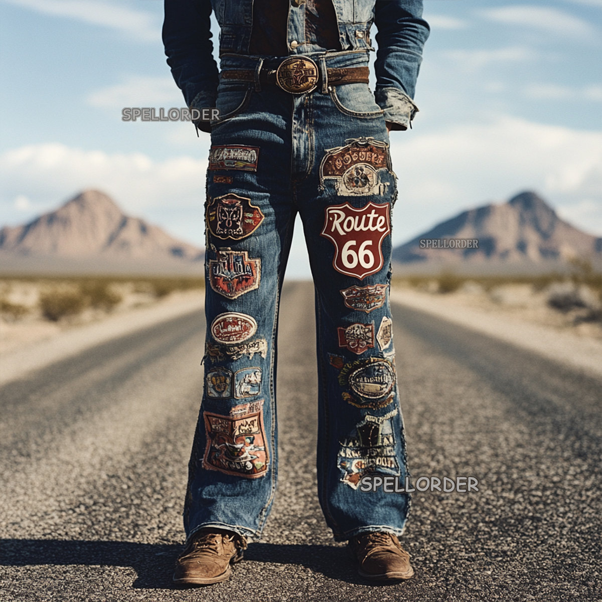 Men's Vintage “Route 66” American western style jeans