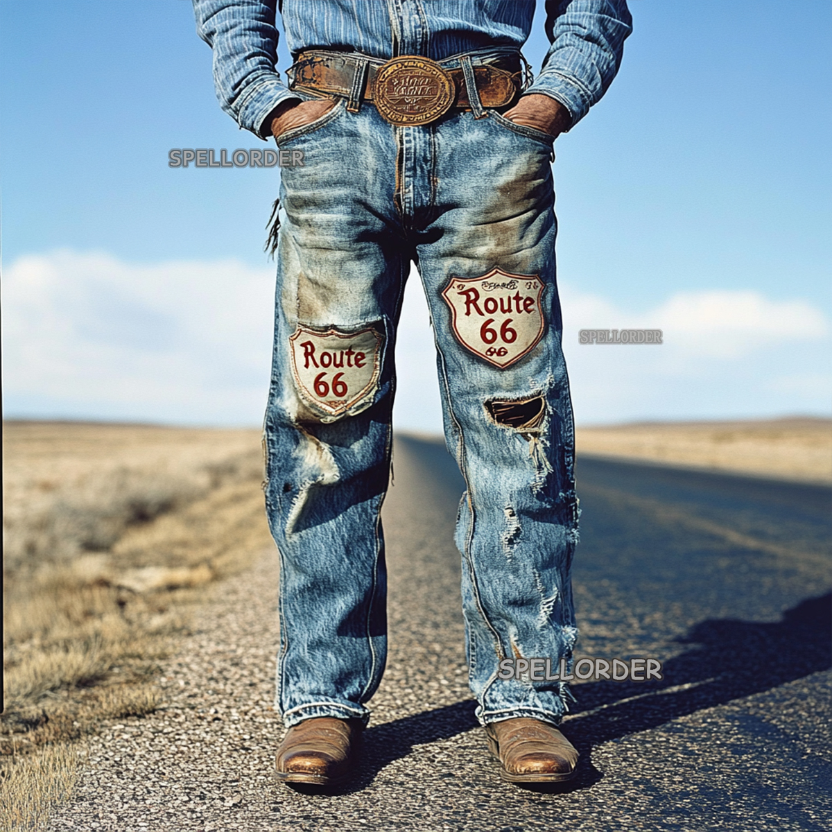 Men's Vintage “Route 66” American western style jeans
