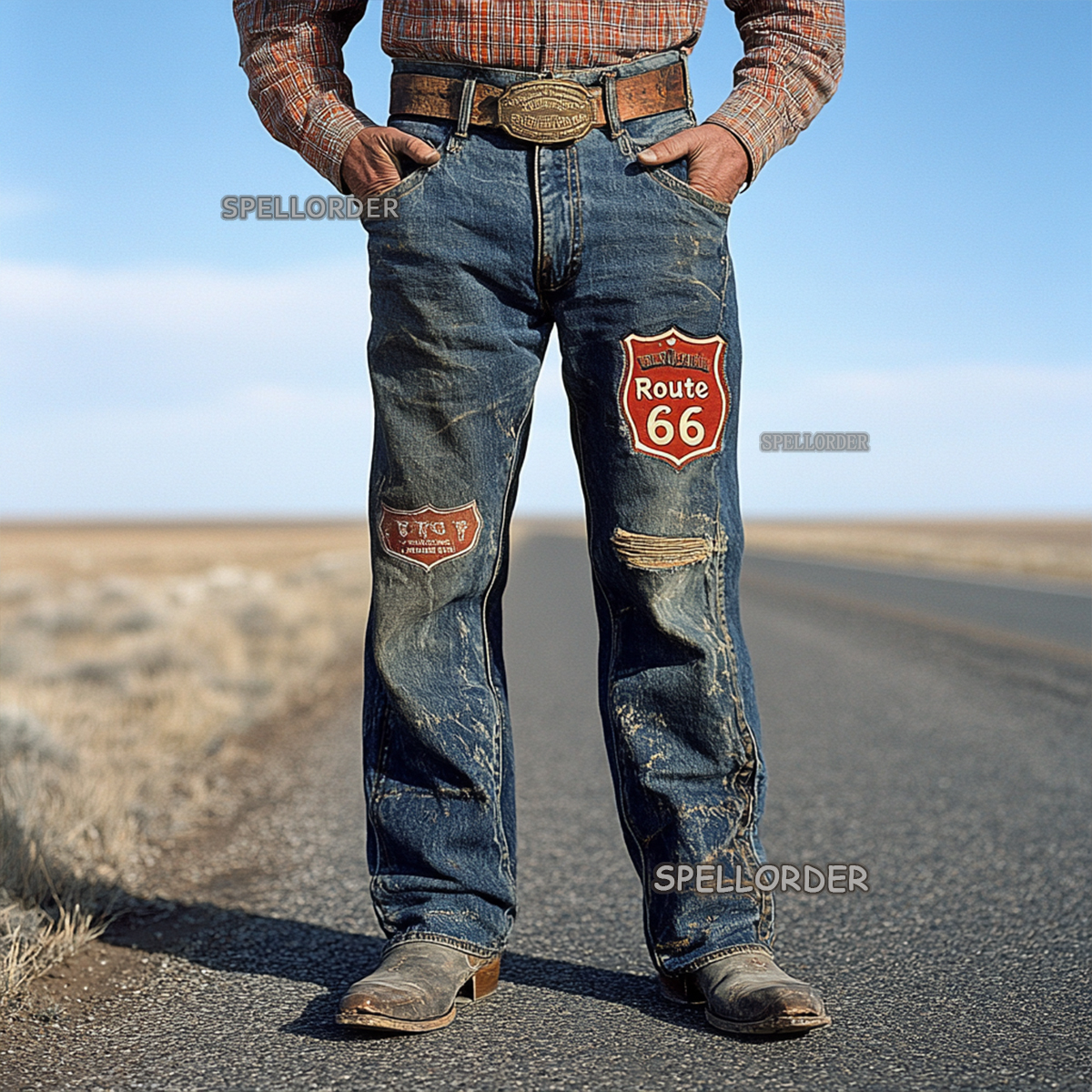 Men's Vintage “Route 66” American western style jeans
