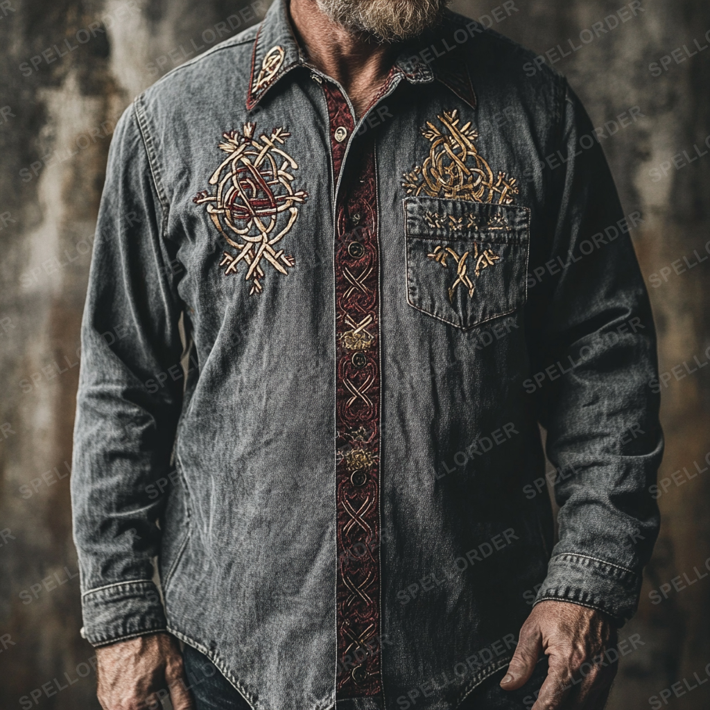 High end comfortable Retro Water-washed viking style leisure vacation long sleeve shirt