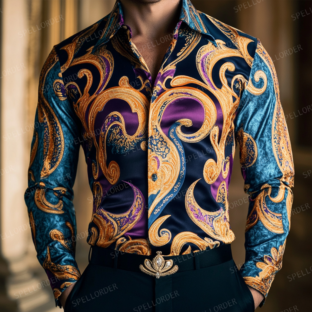 Men Elegance Luxurious Mardi Gras Shirt 