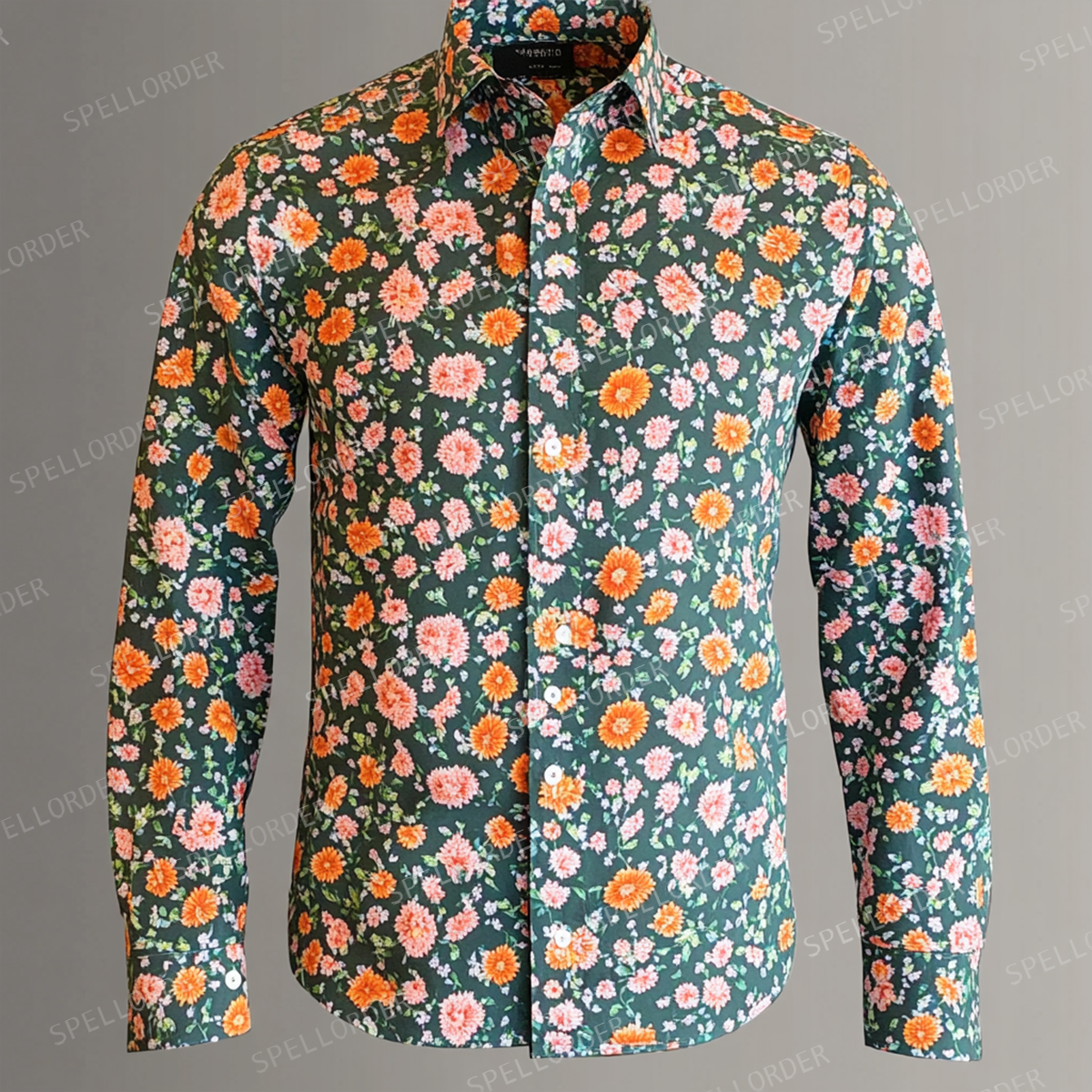 Spring Fashion Business Casual Floral Pattern Resort Shirt