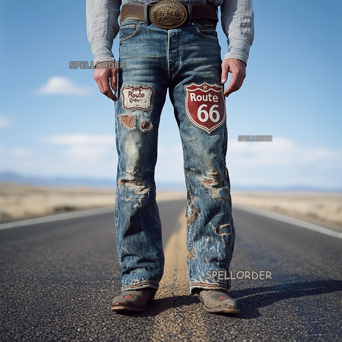 Men's Vintage “Route 66” American western style jeans