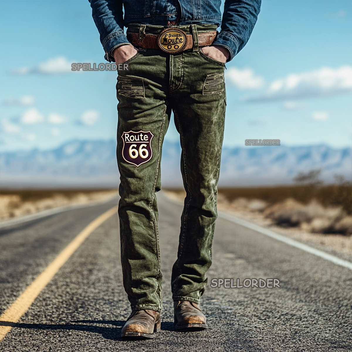 Men's Vintage “Route 66” American western style jeans