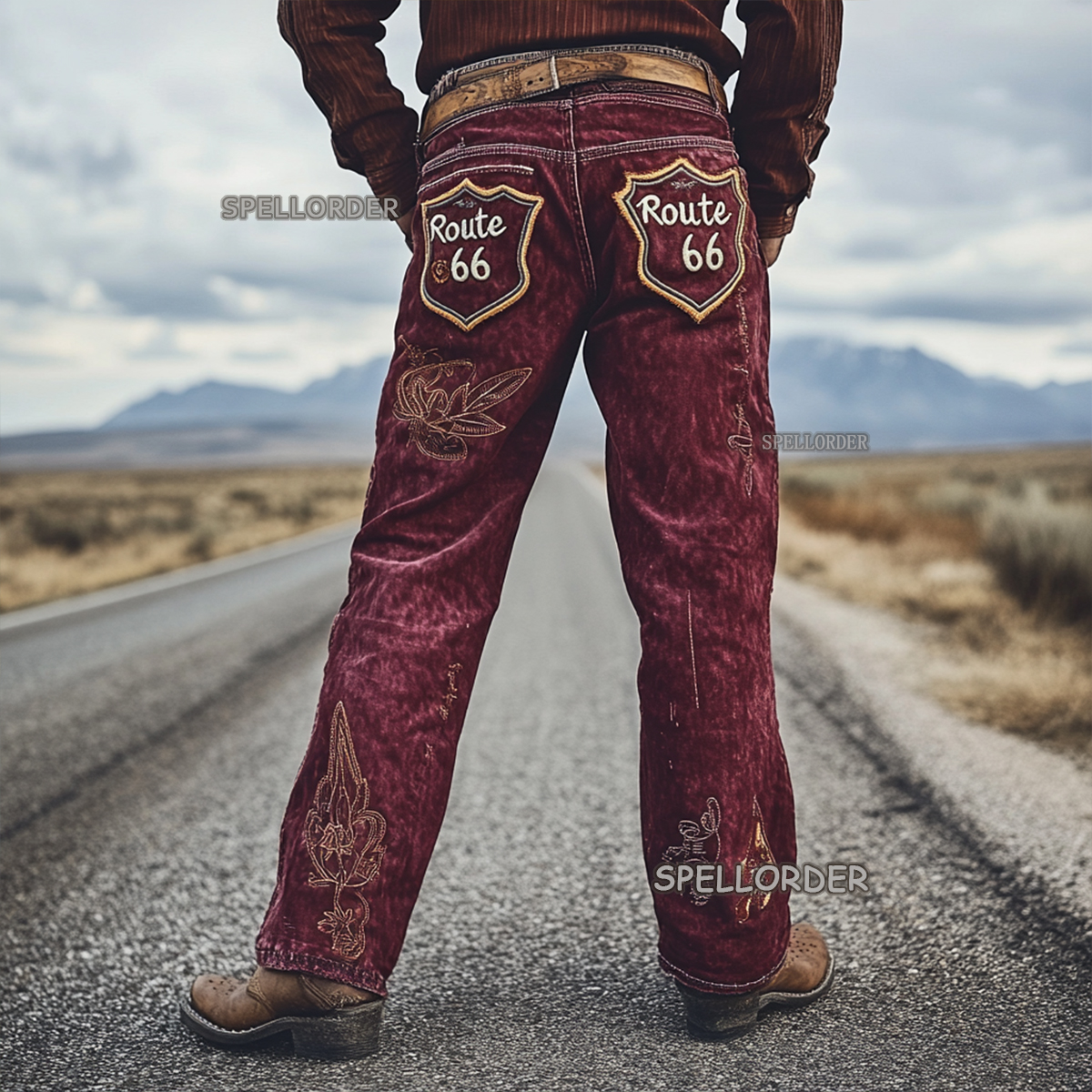 Men's Vintage “Route 66” American western style jeans