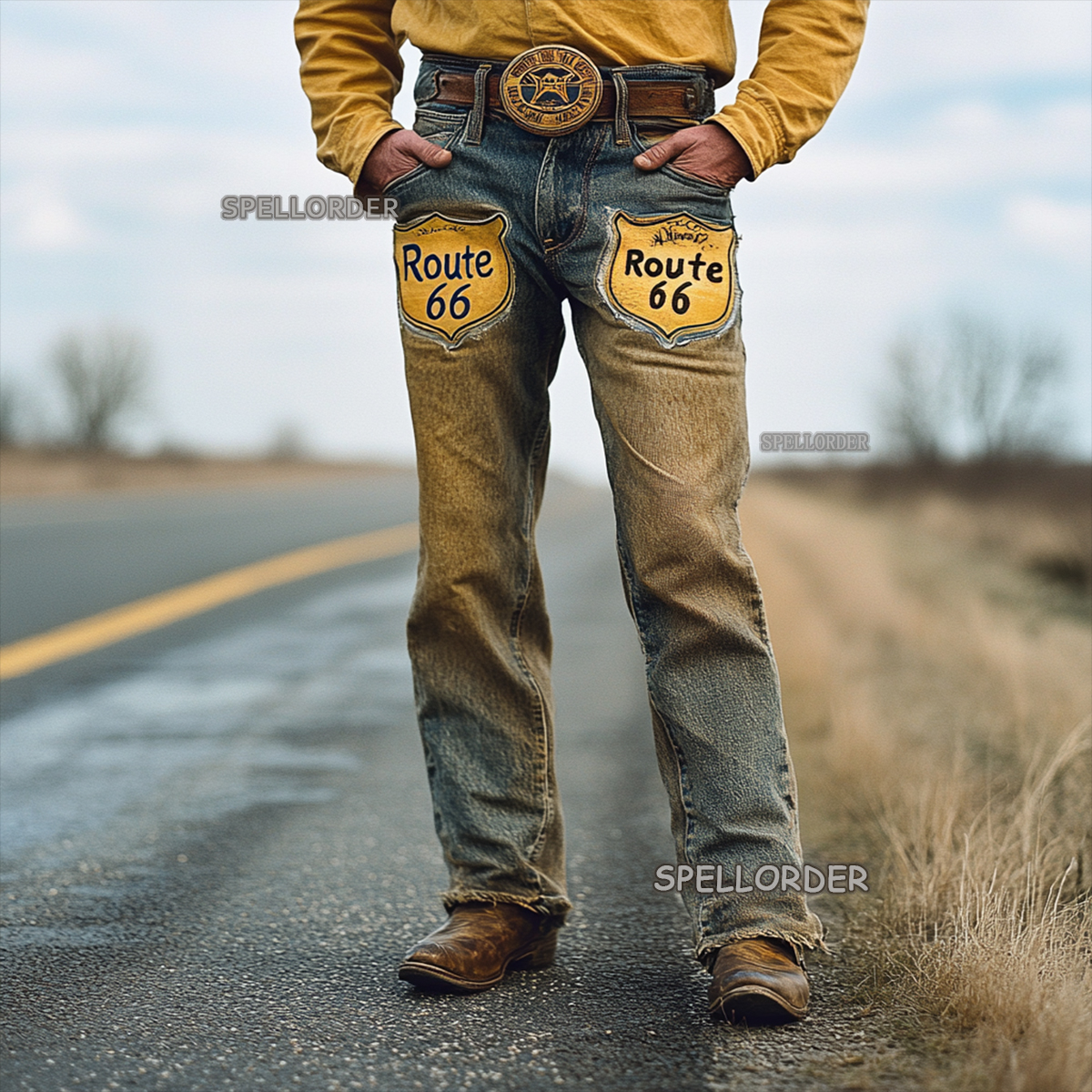 Men's Vintage “Route 66” American western style jeans