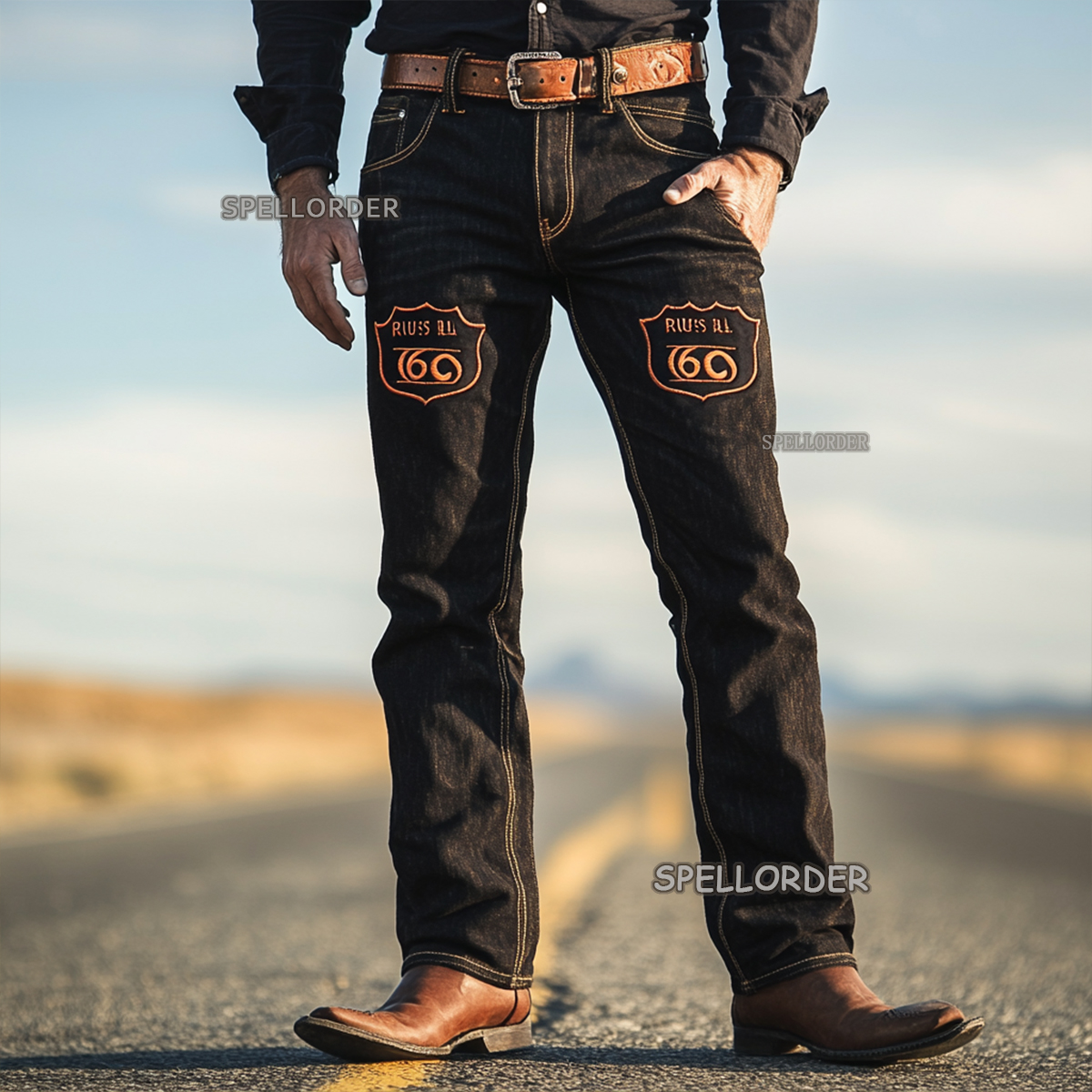 Men's Vintage “Route 66” American western style jeans