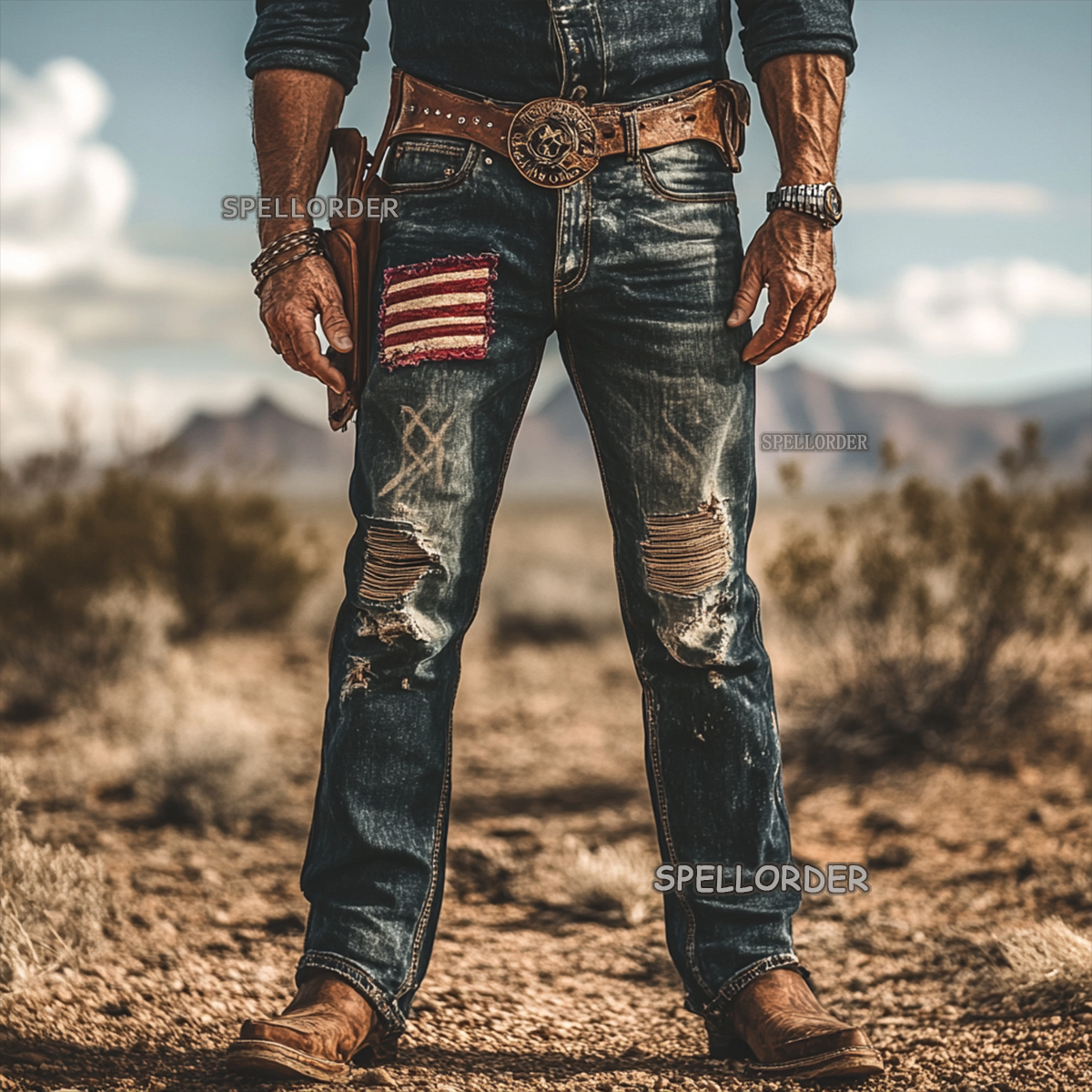 Men's Vintage “Route 66” American western style jeans