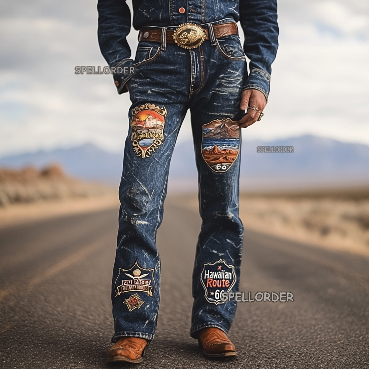 Men's Vintage “Route 66” American western style jeans