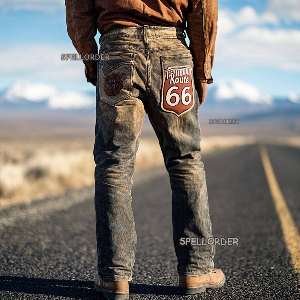 Men's Vintage “Route 66” American western style jeans