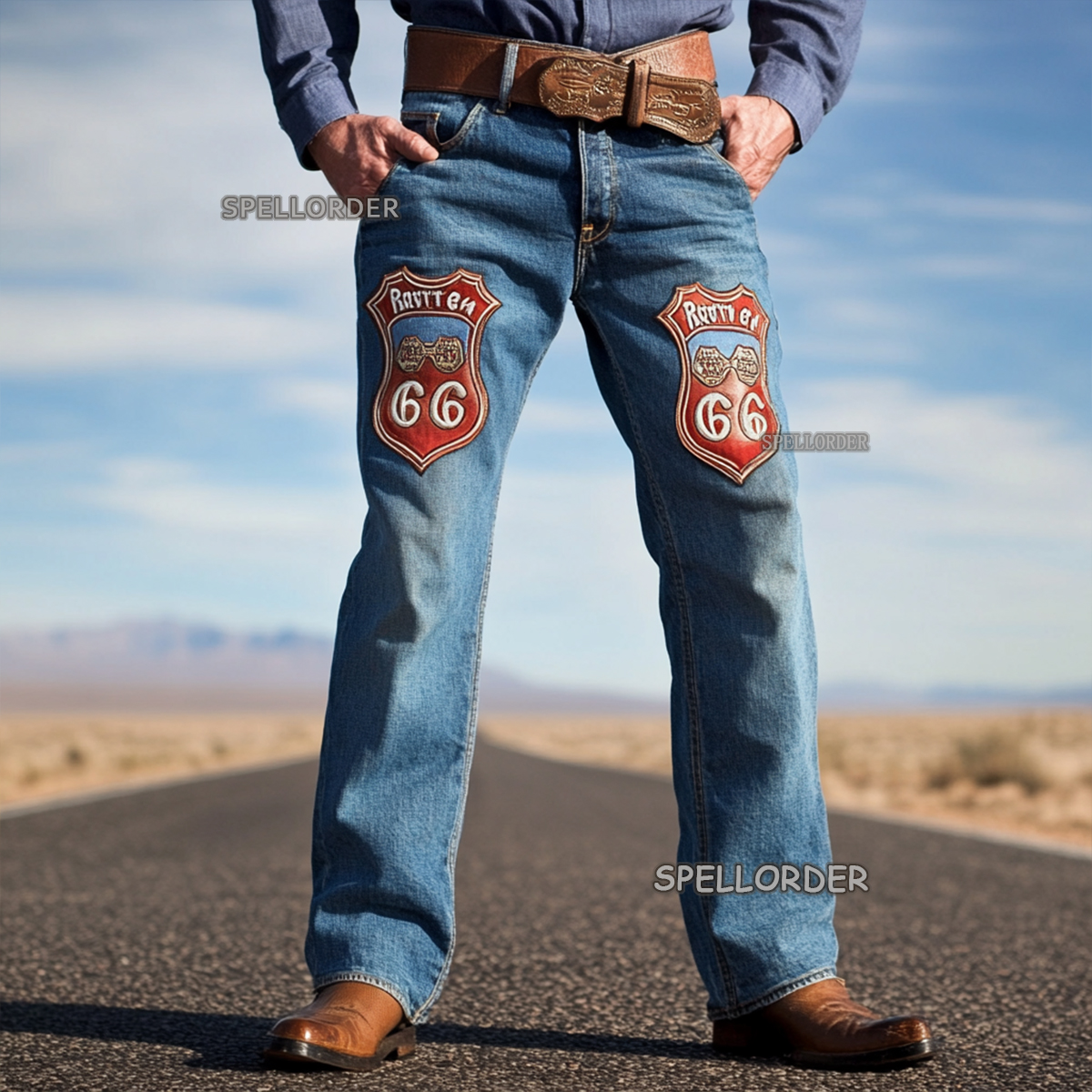 Men's Vintage “Route 66” American western style jeans