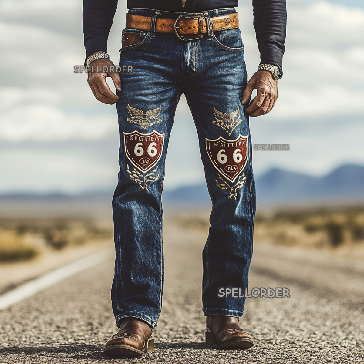 Men's Vintage “Route 66” American western style jeans