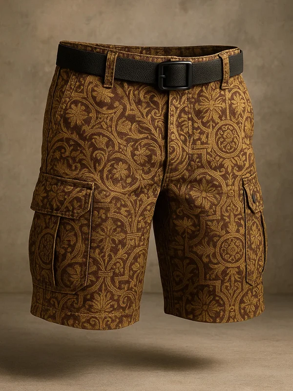 Men's Retro Outdoor American western style Multi-Purpose Cargo Shorts