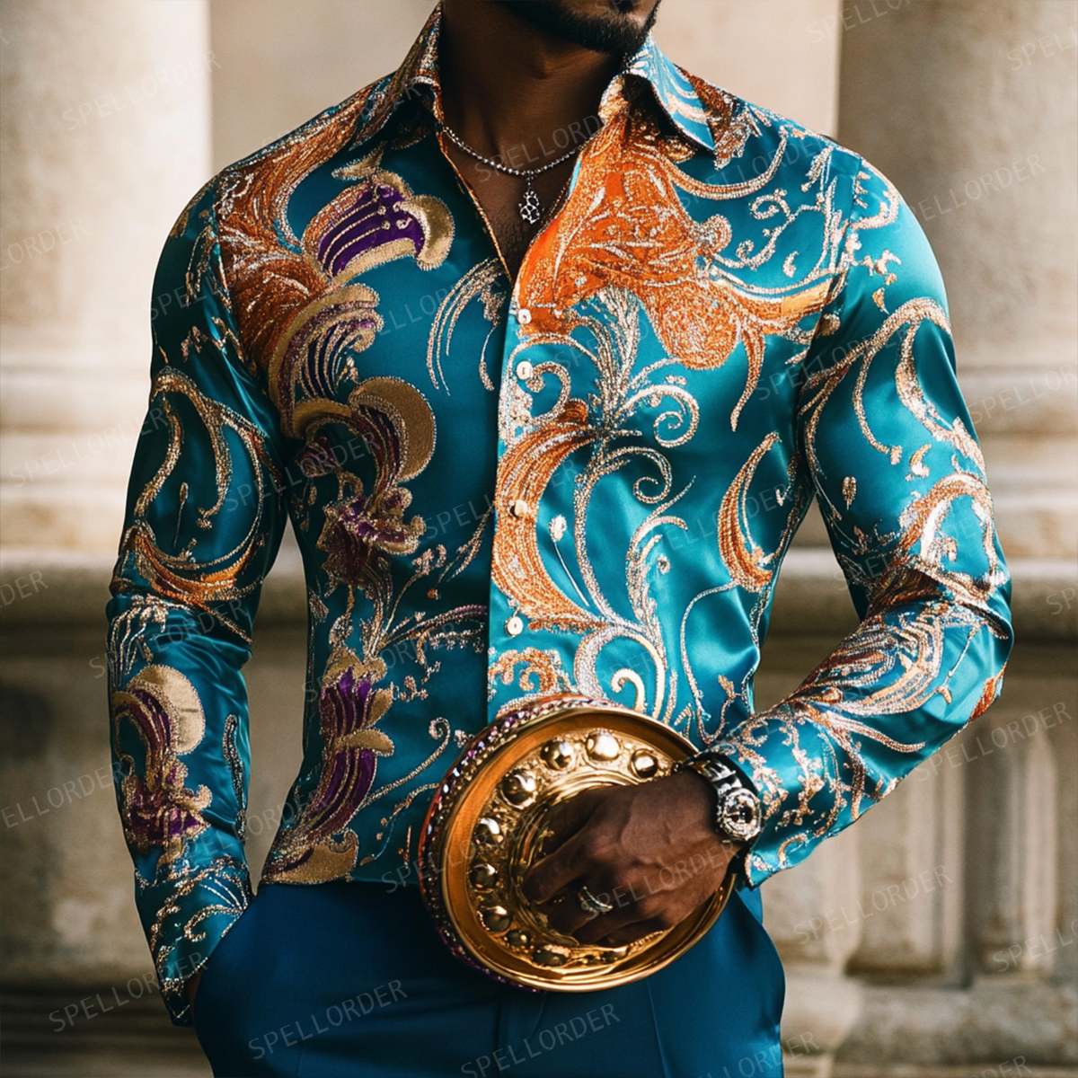 Men Elegance Luxurious Mardi Gras Shirt 