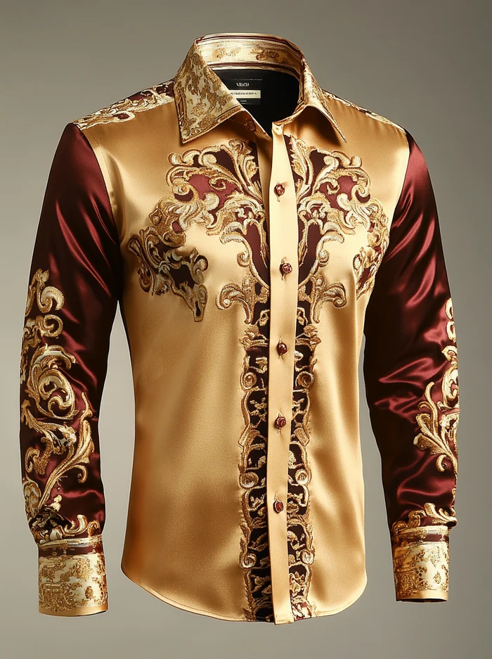 Men's Satin Luxe Long Sleeve Button Down Shirt