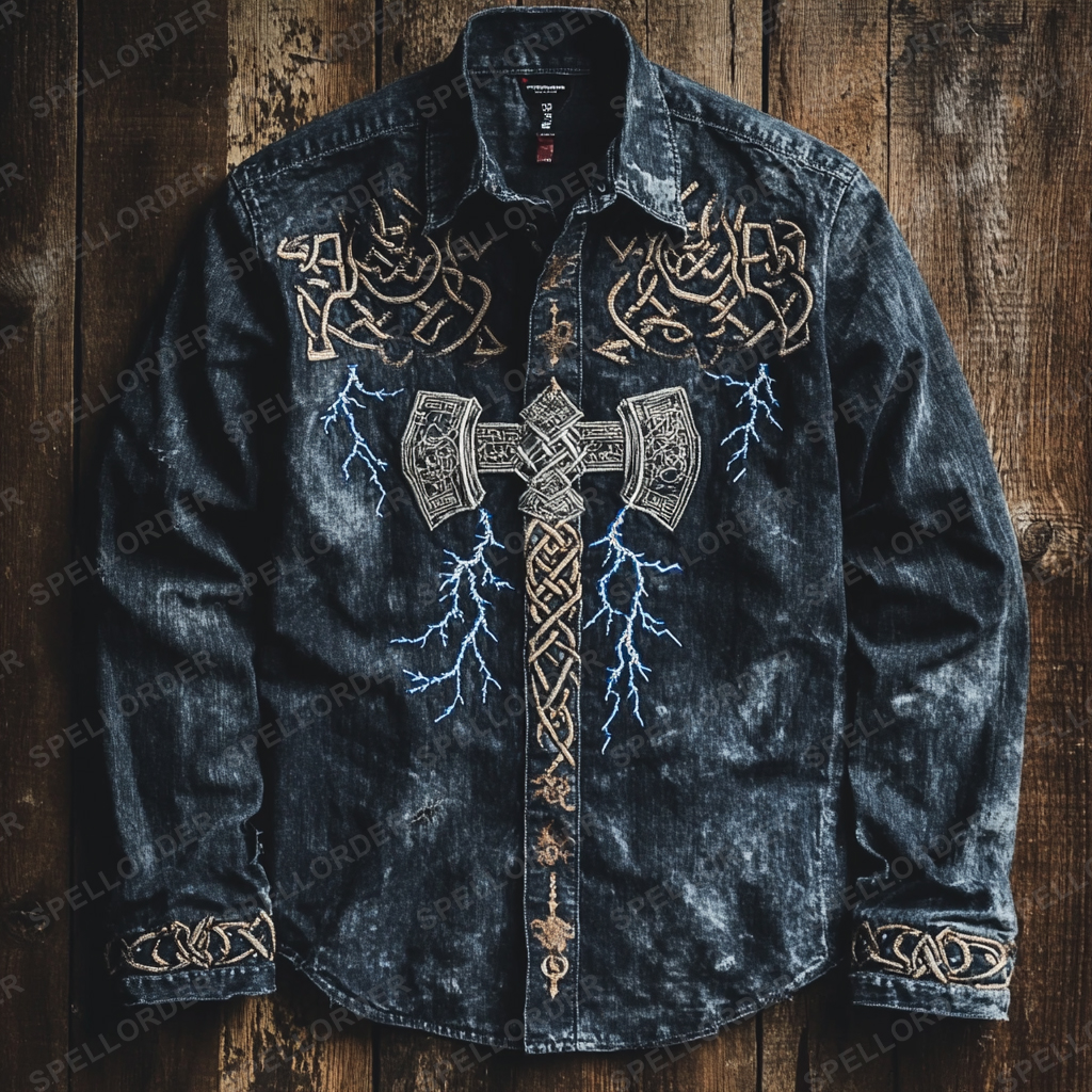 High end comfortable Retro Water-washed viking style leisure vacation long sleeve shirt