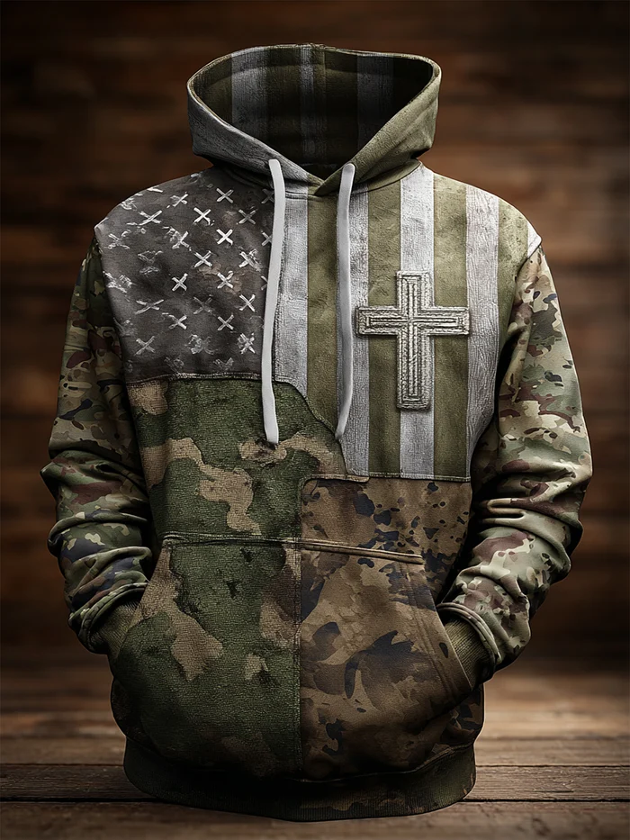 Men's Western Retro Faith Casual Art Hoodie