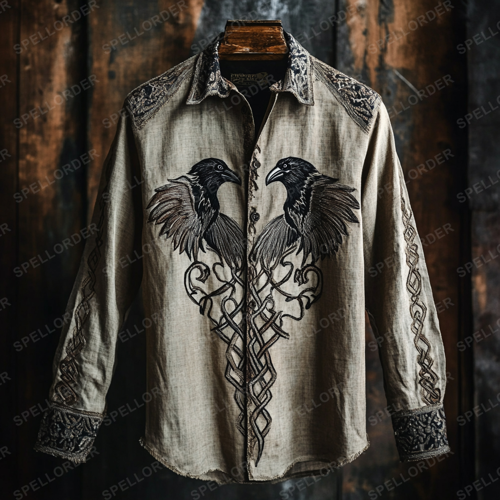 High end comfortable Retro Water-washed viking style leisure vacation long sleeve shirt