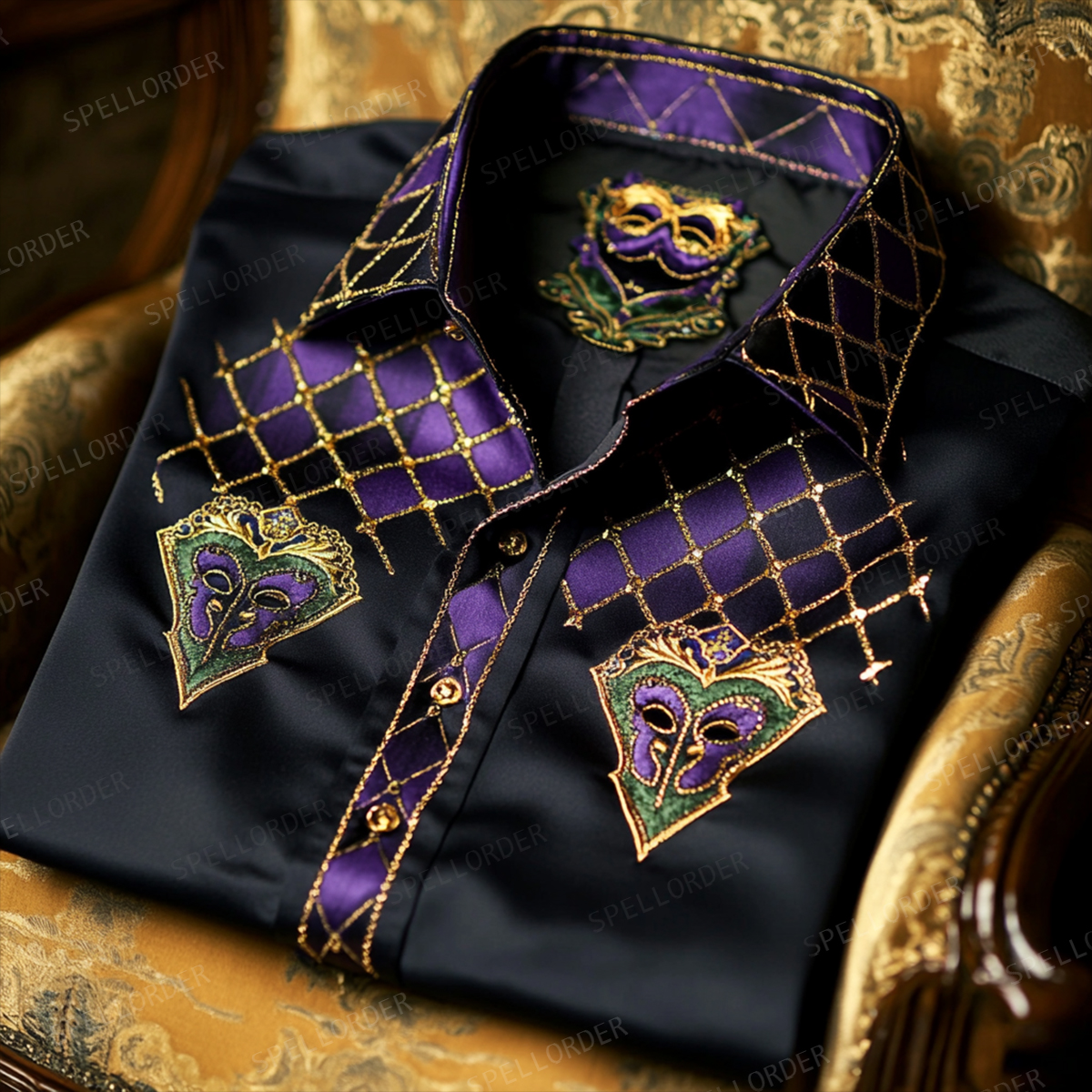 Men Elegance Luxurious Mardi Gras Shirt 