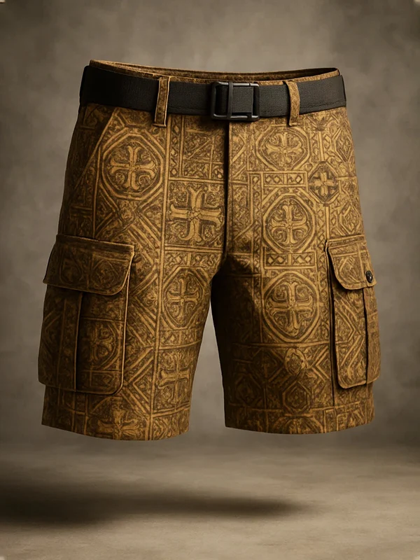 Men's Retro Outdoor American western style Multi-Purpose Cargo Shorts