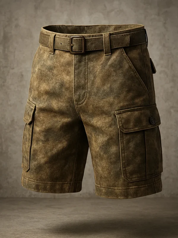 Men's Retro Outdoor American western style Multi-Purpose Cargo Shorts