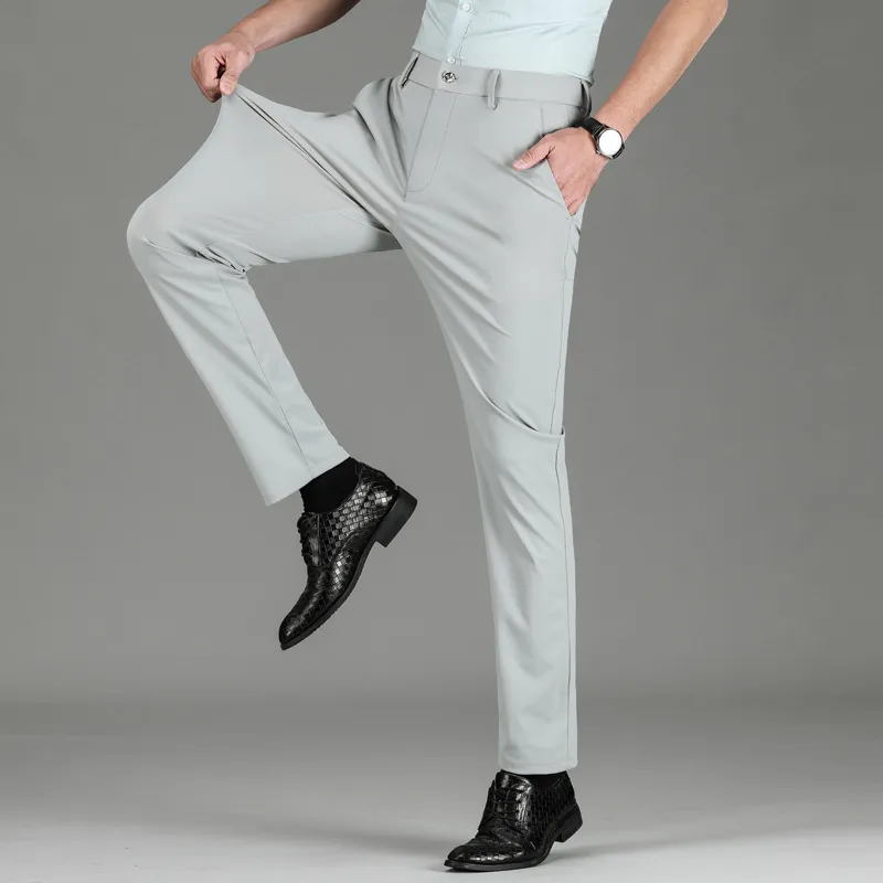 Men's fashion Slim-fit Pants Business Casual Trousers High Elasticity