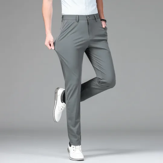 Men's fashion Slim-fit Pants Business Casual Trousers High Elasticity