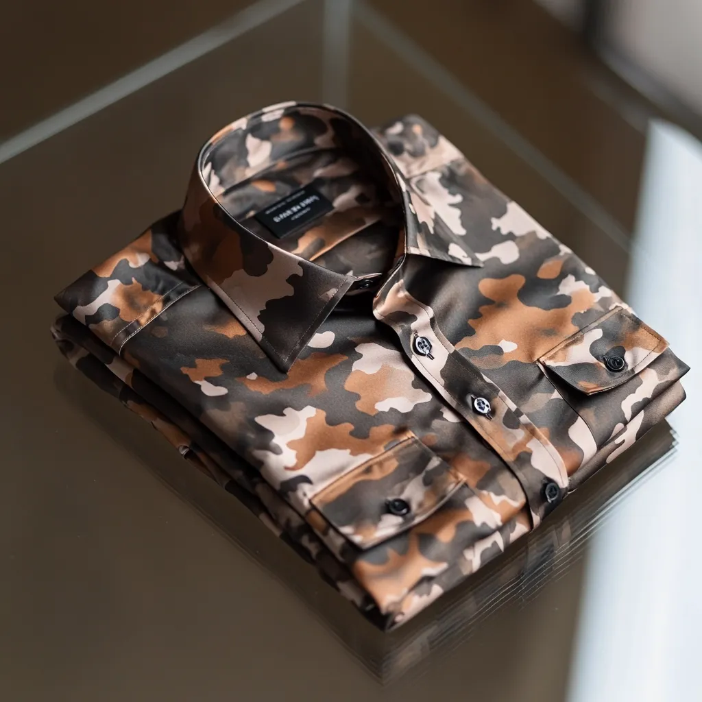 Classic High-end Printed Retro Men's Long Sleeved Shirt Breathable Wrinkle-resistant For Outdoor Leisure 100% Cotton