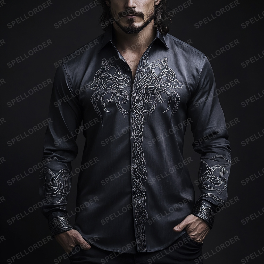 Luxury classic viking style outdoor vacation business casual long sleeve shirt