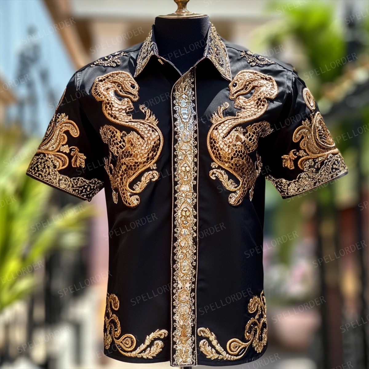 Western luxury exclusive design classic business vacation casual short sleeves shirt