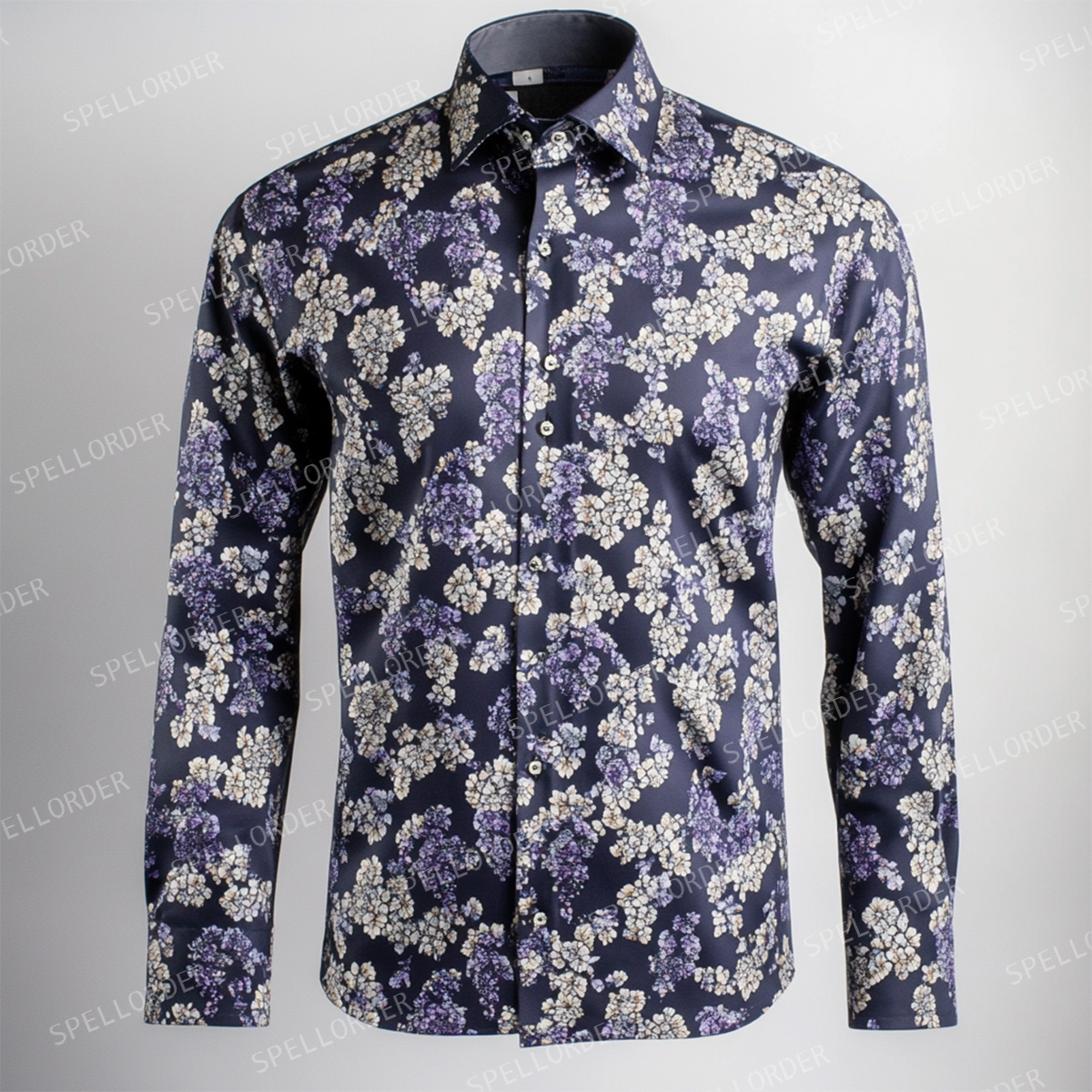 Spring Fashion Business Casual Floral Pattern Resort Shirt