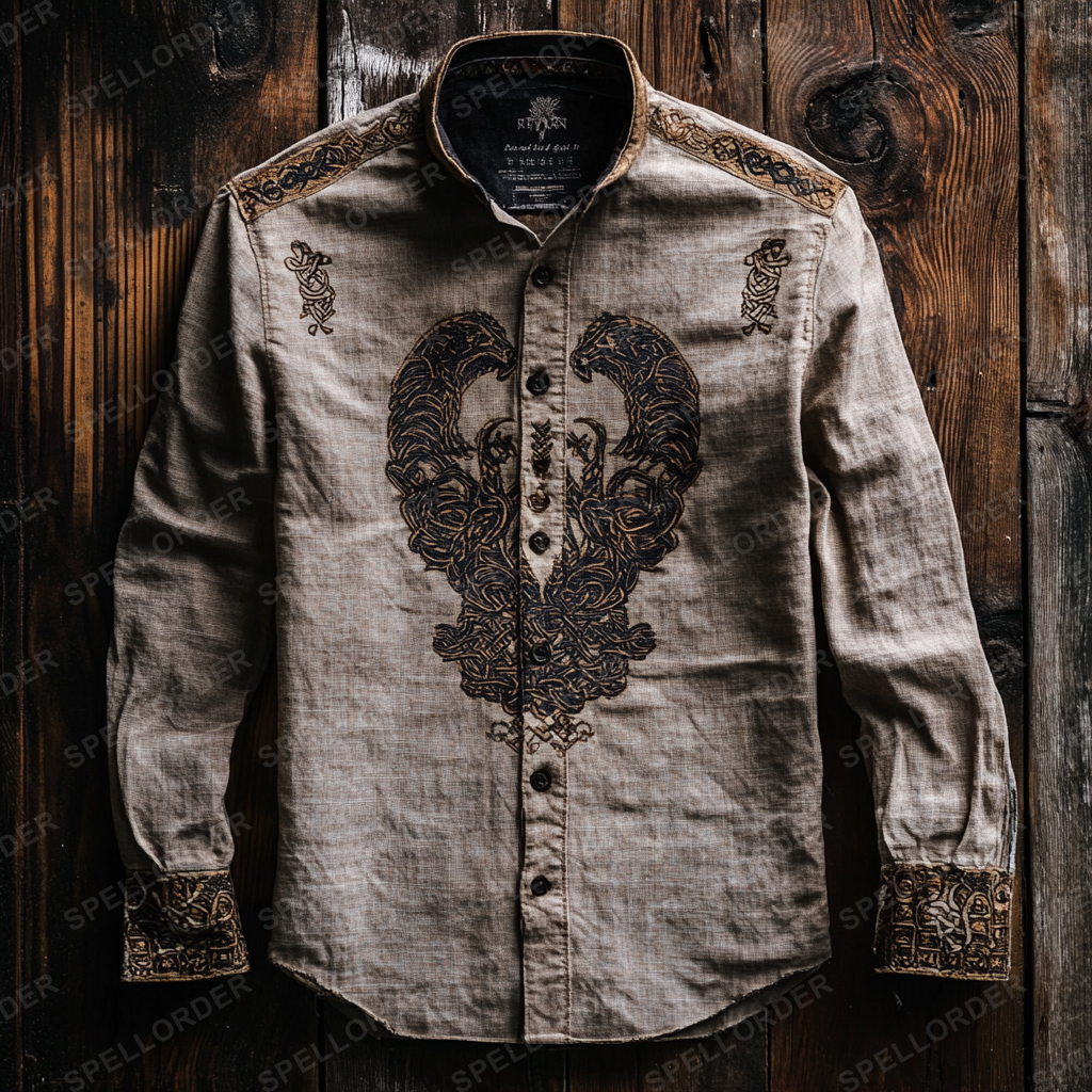 100% cotton High end comfortable Retro viking style leisure vacation long sleeve shirt