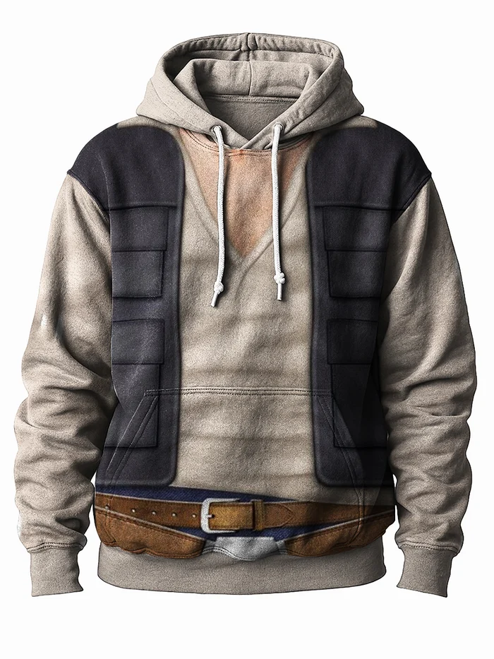 Men's Casual Planet Art Print Hoodie