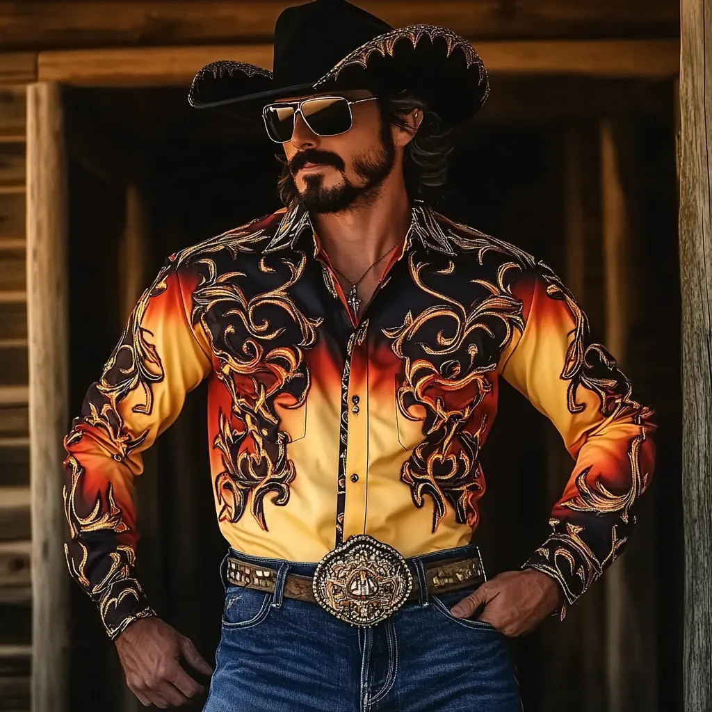 Retro American western cowboy shirt 